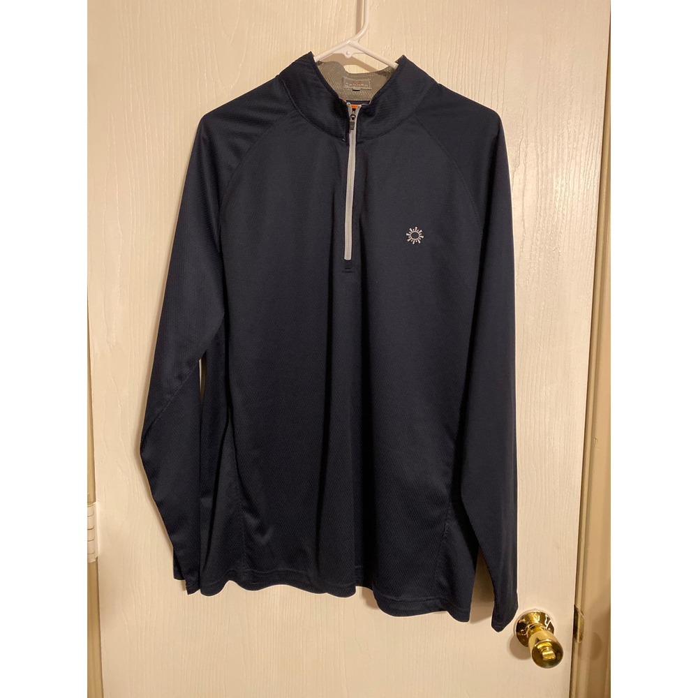 Fennec Golf Mens Navy Blue Quarter Zip Pullover Performance Mesh Shirt L 0477